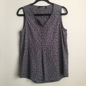 Francesca’s Gray Leopard Print Sleeveless Blouse